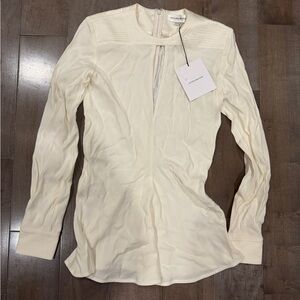 Victoria Beckham Ivory Keyhole Long Sleeve Top UK 8